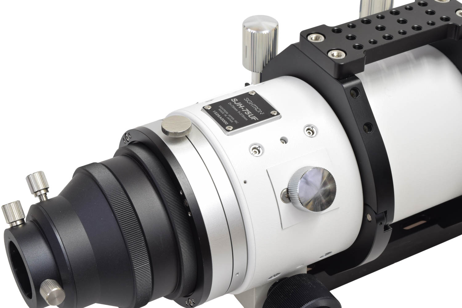 Tube rings, top plate, nameplate and focuser detail